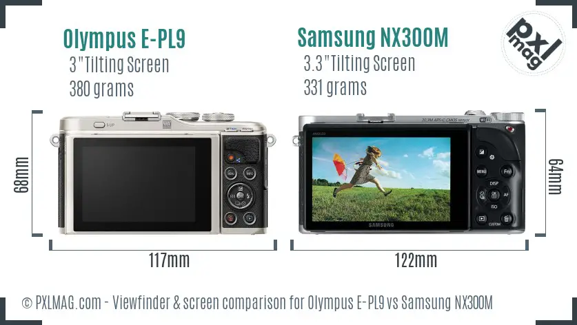 Olympus E-PL9 vs Samsung NX300M Screen and Viewfinder comparison