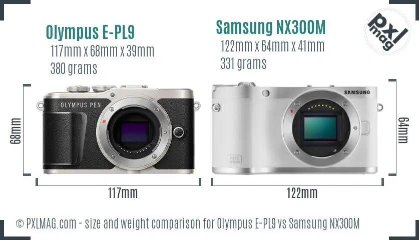 Olympus E-PL9 vs Samsung NX300M size comparison