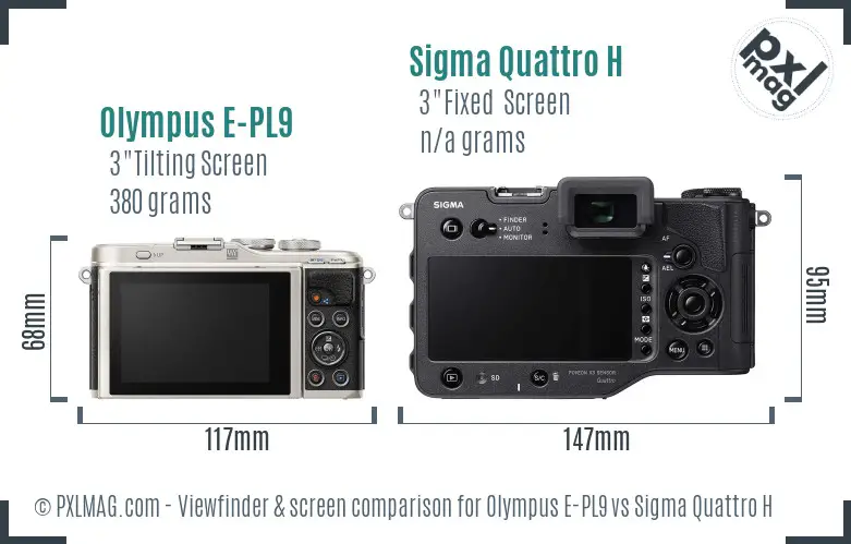 Olympus E-PL9 vs Sigma Quattro H Screen and Viewfinder comparison