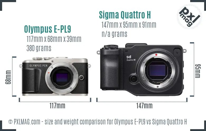 Olympus E-PL9 vs Sigma Quattro H size comparison