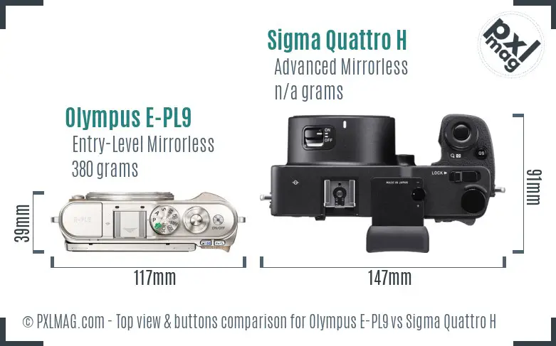 Olympus E-PL9 vs Sigma Quattro H top view buttons comparison