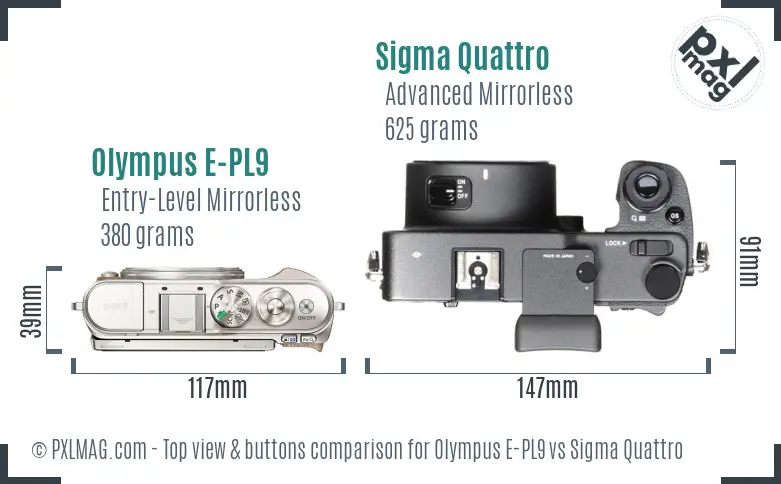 Olympus E-PL9 vs Sigma Quattro top view buttons comparison