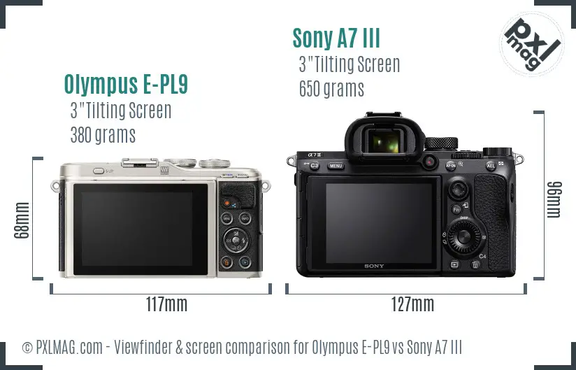 Olympus E-PL9 vs Sony A7 III Screen and Viewfinder comparison Olympus E-PL9 vs Sony A7 III Screen and Viewfinder comparison