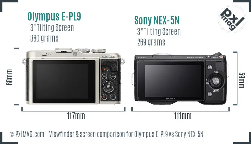 Olympus E-PL9 vs Sony NEX-5N Screen and Viewfinder comparison