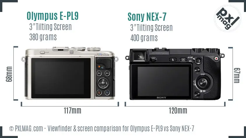 Olympus E-PL9 vs Sony NEX-7 Screen and Viewfinder comparison