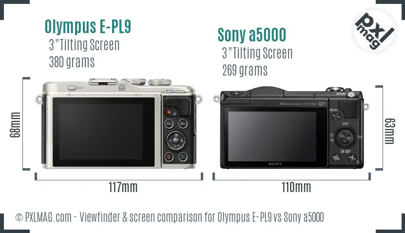 Olympus E-PL9 vs Sony a5000 Screen and Viewfinder comparison