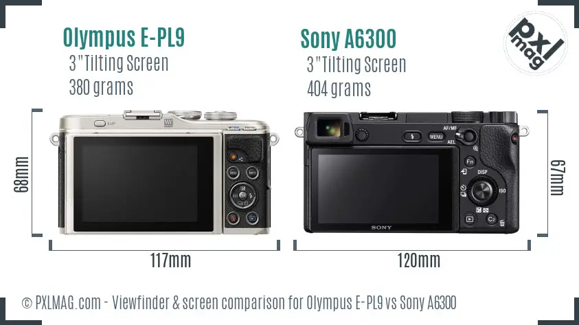 Olympus E-PL9 vs Sony A6300 Screen and Viewfinder comparison