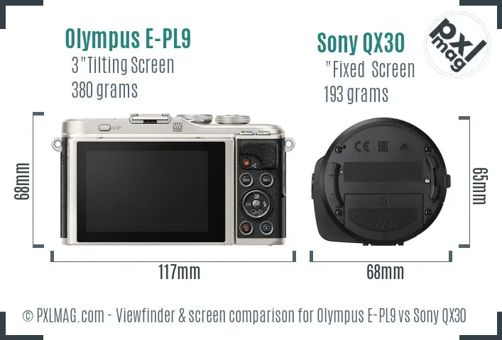 Olympus E-PL9 vs Sony QX30 Screen and Viewfinder comparison Olympus E-PL9 vs Sony QX30 Screen and Viewfinder comparison