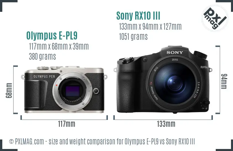 Olympus E-PL9 vs Sony RX10 III size comparison Olympus E-PL9 vs Sony RX10 III size comparison