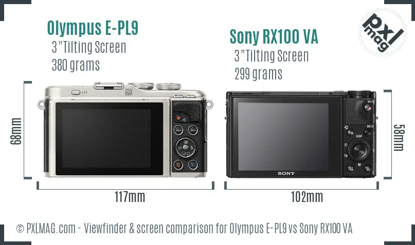Olympus E-PL9 vs Sony RX100 VA Screen and Viewfinder comparison