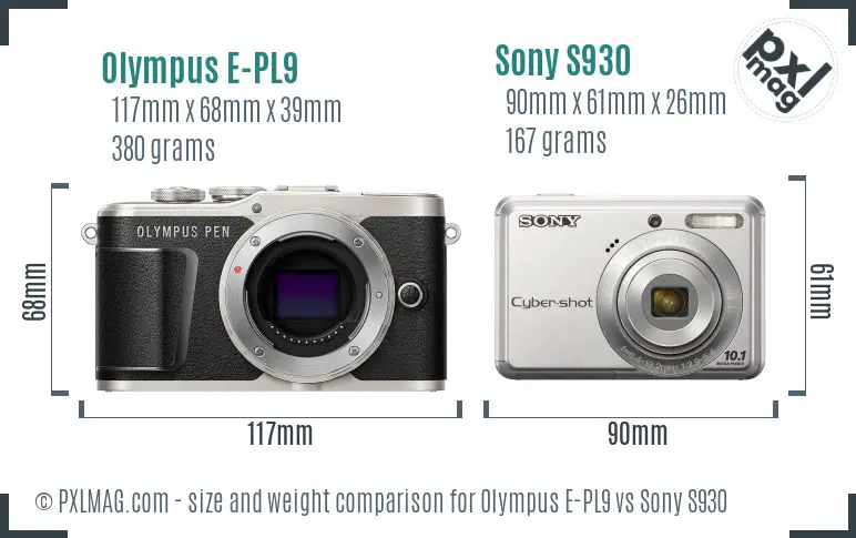 Olympus E-PL9 vs Sony S930 size comparison Olympus E-PL9 vs Sony S930 size comparison