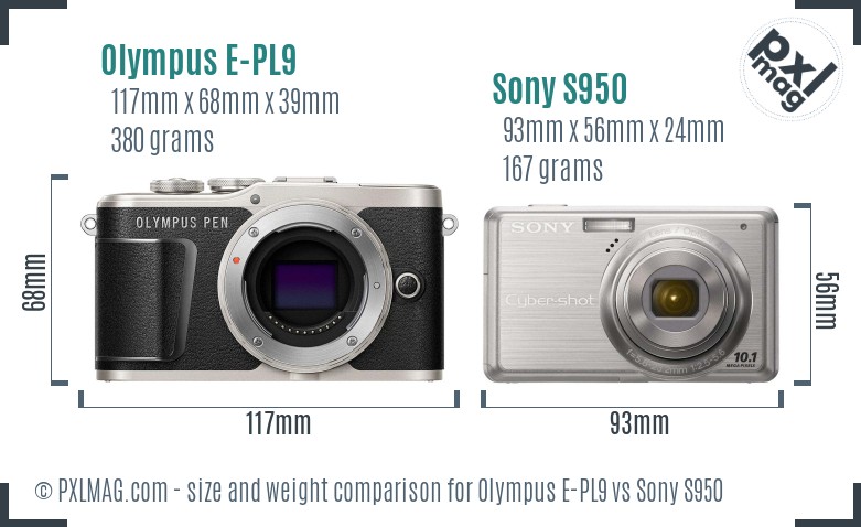 Olympus E-PL9 vs Sony S950 size comparison Olympus E-PL9 vs Sony S950 size comparison