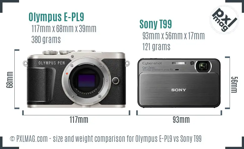 Olympus E-PL9 vs Sony T99 size comparison Olympus E-PL9 vs Sony T99 size comparison