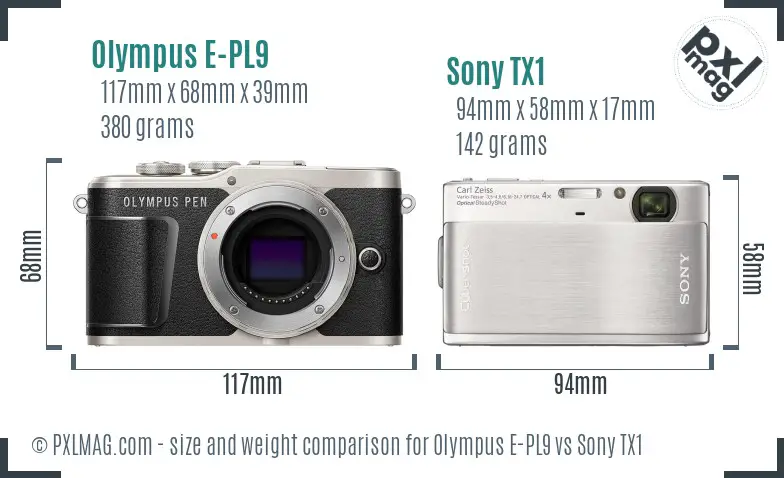 Olympus E-PL9 vs Sony TX1 size comparison Olympus E-PL9 vs Sony TX1 size comparison