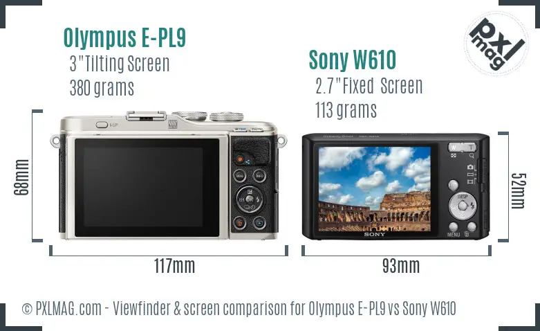 Olympus E-PL9 vs Sony W610 Screen and Viewfinder comparison Olympus E-PL9 vs Sony W610 Screen and Viewfinder comparison