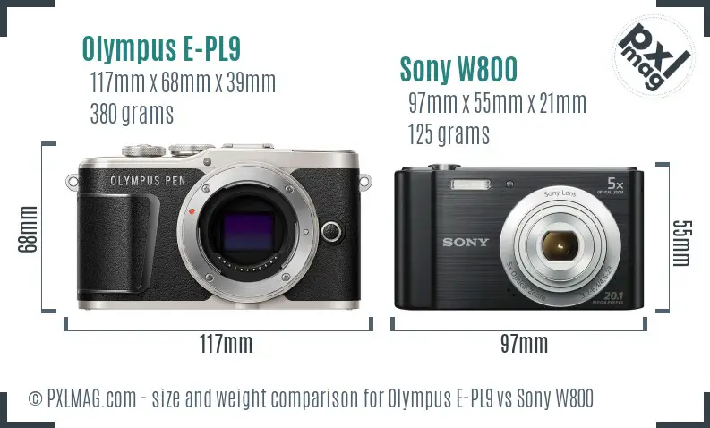 Olympus E-PL9 vs Sony W800 size comparison Olympus E-PL9 vs Sony W800 size comparison