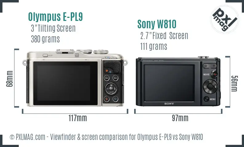 Olympus E-PL9 vs Sony W810 Screen and Viewfinder comparison