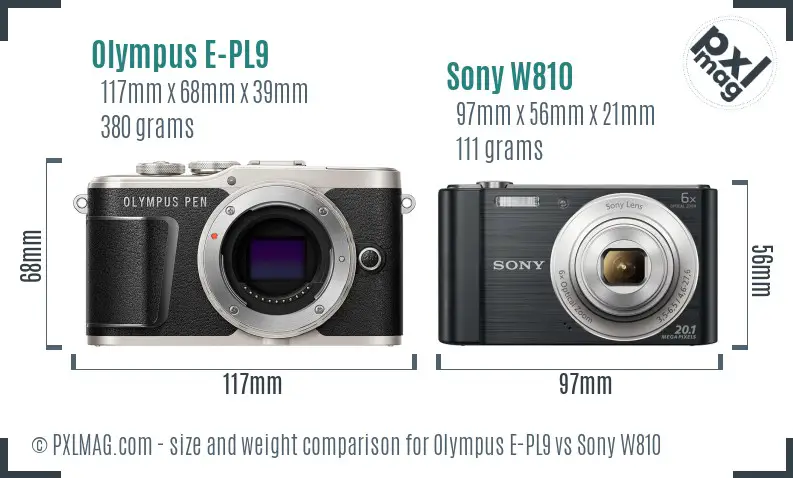 Olympus E-PL9 vs Sony W810 size comparison Olympus E-PL9 vs Sony W810 size comparison