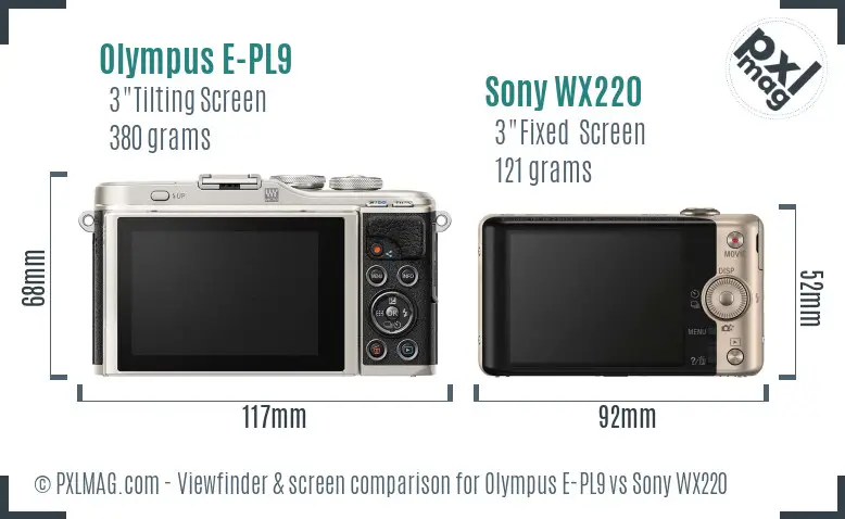 Olympus E-PL9 vs Sony WX220 Screen and Viewfinder comparison