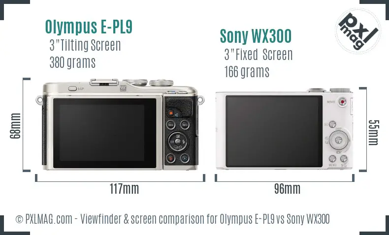 Olympus E-PL9 vs Sony WX300 Screen and Viewfinder comparison Olympus E-PL9 vs Sony WX300 Screen and Viewfinder comparison