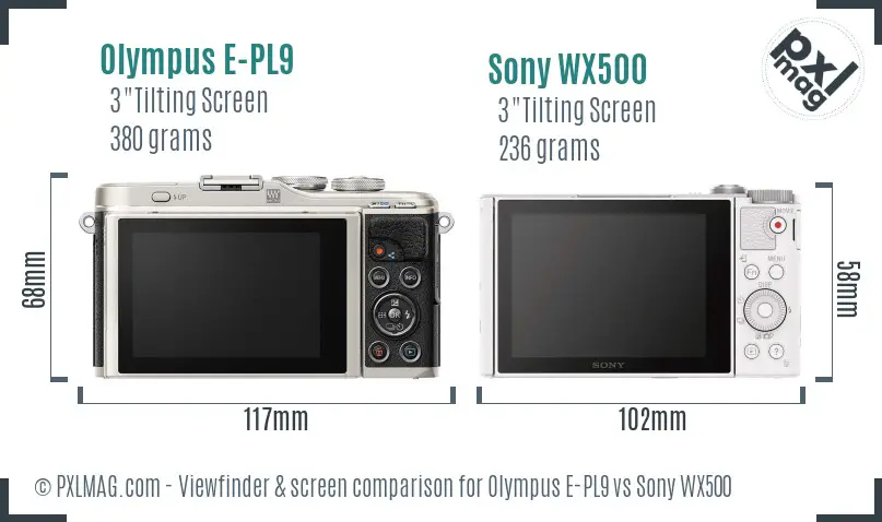 Olympus E-PL9 vs Sony WX500 Screen and Viewfinder comparison Olympus E-PL9 vs Sony WX500 Screen and Viewfinder comparison