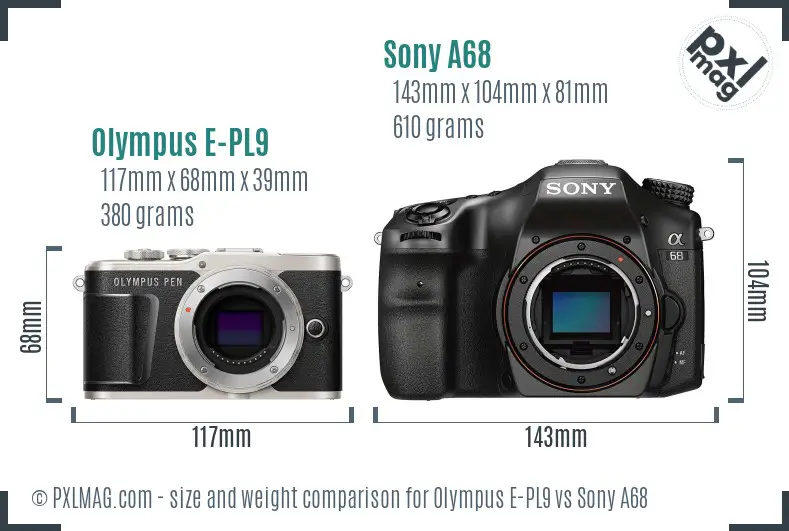 Olympus E-PL9 vs Sony A68 size comparison Olympus E-PL9 vs Sony A68 size comparison