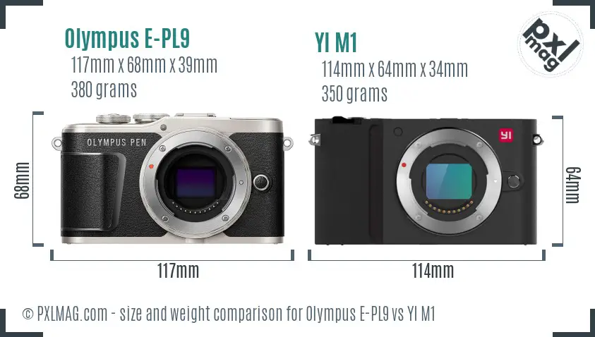 Olympus E-PL9 vs YI M1 size comparison Olympus E-PL9 vs YI M1 size comparison