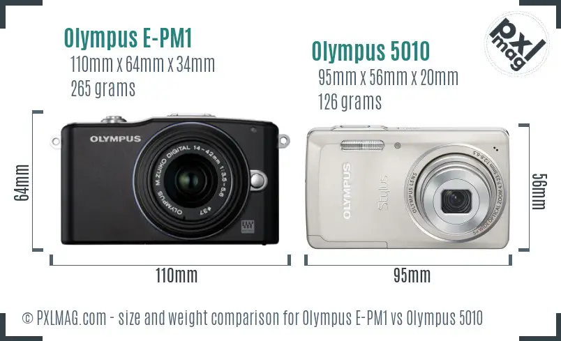 Olympus E-PM1 vs Olympus 5010 size comparison