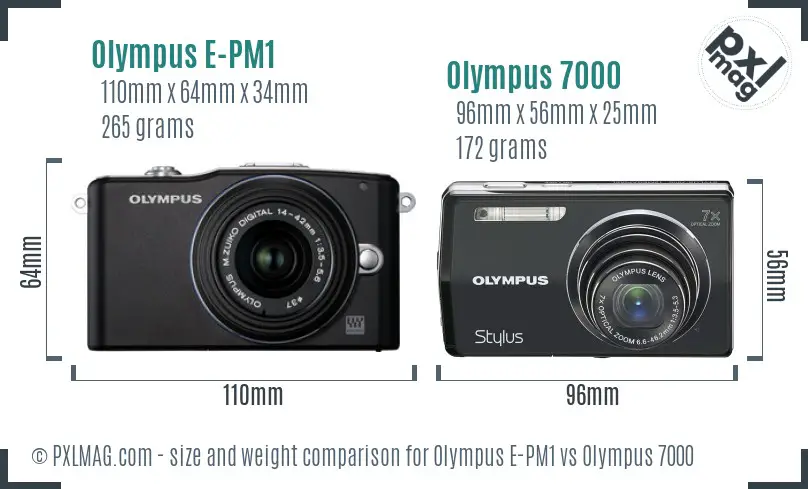 Olympus E-PM1 vs Olympus 7000 size comparison