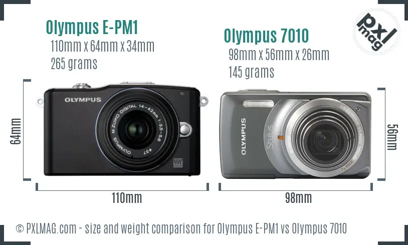 Olympus E-PM1 vs Olympus 7010 size comparison