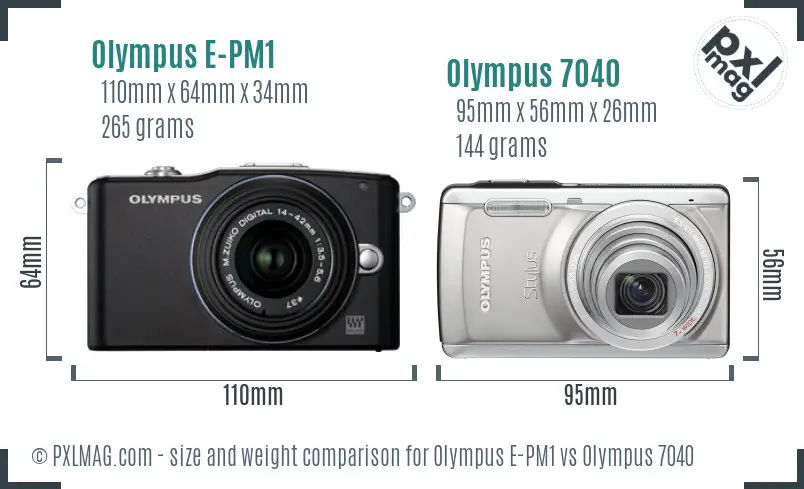 Olympus E-PM1 vs Olympus 7040 size comparison