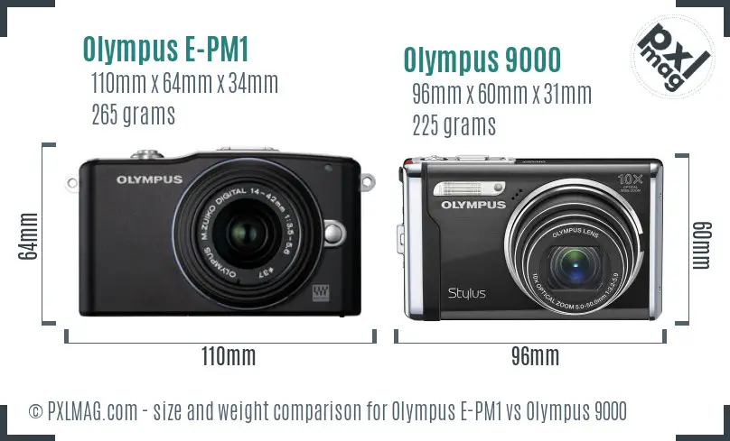 Olympus E-PM1 vs Olympus 9000 size comparison