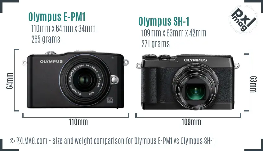 Olympus E-PM1 vs Olympus SH-1 size comparison