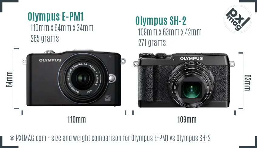 Olympus E-PM1 vs Olympus SH-2 size comparison