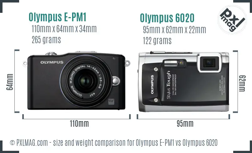 Olympus E-PM1 vs Olympus 6020 size comparison