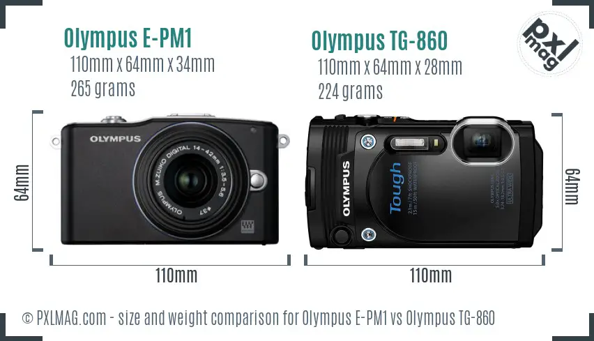 Olympus E-PM1 vs Olympus TG-860 size comparison