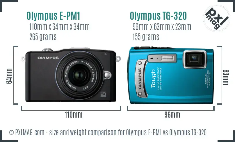 Olympus E-PM1 vs Olympus TG-320 size comparison