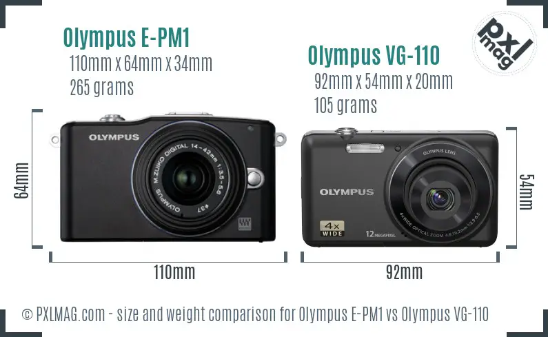 Olympus E-PM1 vs Olympus VG-110 size comparison