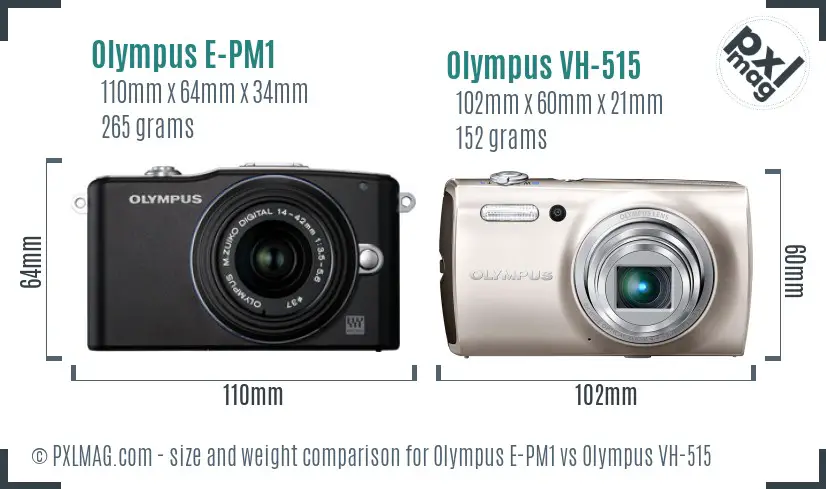 Olympus E-PM1 vs Olympus VH-515 size comparison