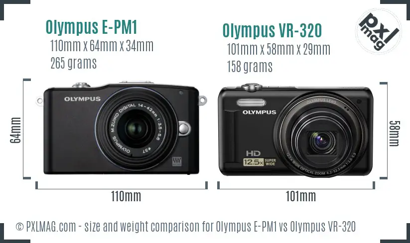 Olympus E-PM1 vs Olympus VR-320 size comparison