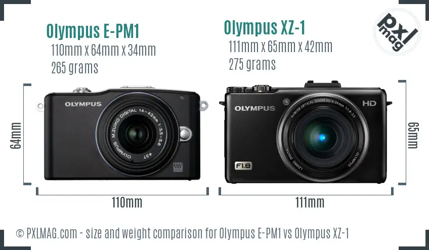 Olympus E-PM1 vs Olympus XZ-1 size comparison