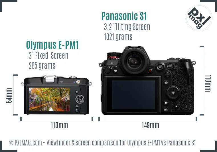 Olympus E-PM1 vs Panasonic S1 Screen and Viewfinder comparison