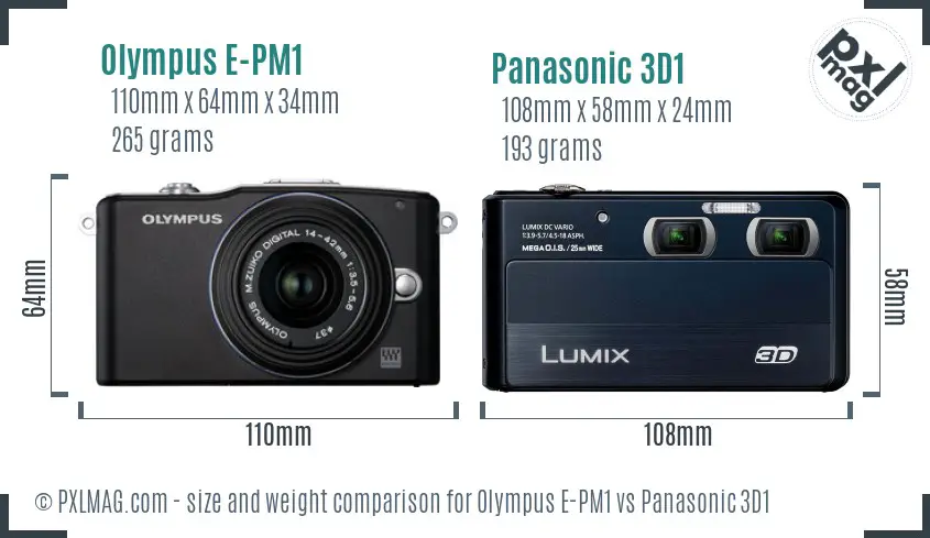 Olympus E-PM1 vs Panasonic 3D1 size comparison