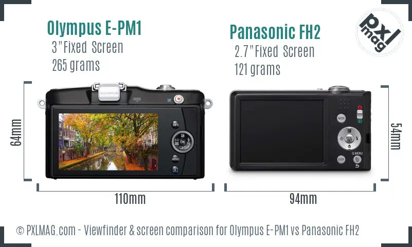 Olympus E-PM1 vs Panasonic FH2 Screen and Viewfinder comparison
