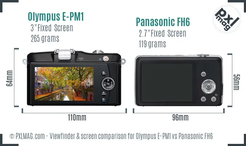 Olympus E-PM1 vs Panasonic FH6 Screen and Viewfinder comparison