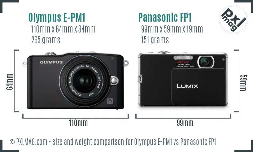 Olympus E-PM1 vs Panasonic FP1 size comparison