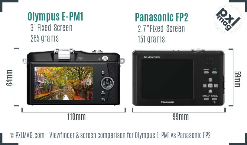 Olympus E-PM1 vs Panasonic FP2 Screen and Viewfinder comparison