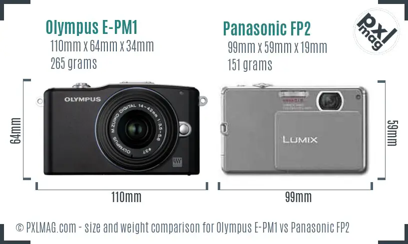 Olympus E-PM1 vs Panasonic FP2 size comparison