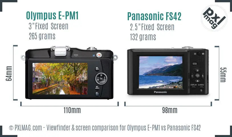 Olympus E-PM1 vs Panasonic FS42 Screen and Viewfinder comparison