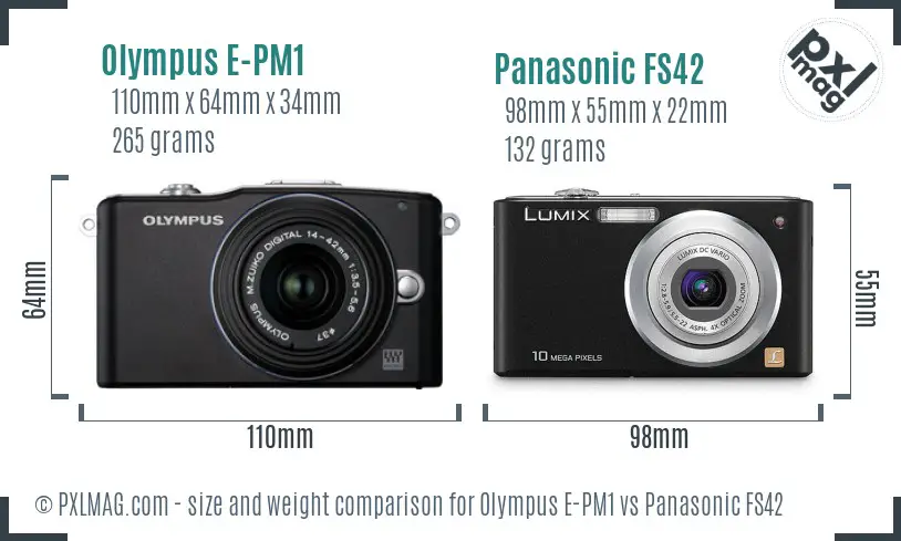 Olympus E-PM1 vs Panasonic FS42 size comparison